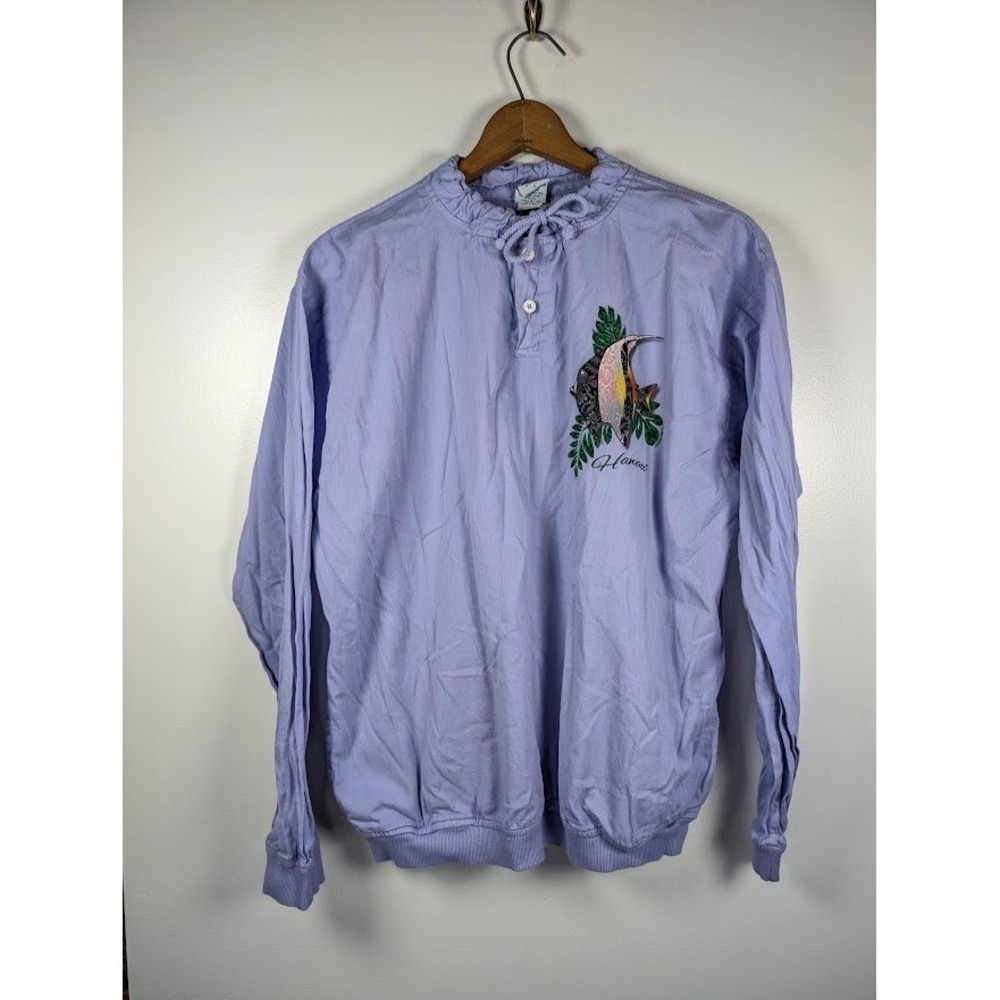 Crazy Shirts Hawaii Henley Pullover Size Large Pockets Tropical‎ Fish Vacation